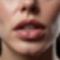 Close-up view of cracked lips highlighting angular cheilitis