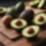 Delicious avocados on a cutting board