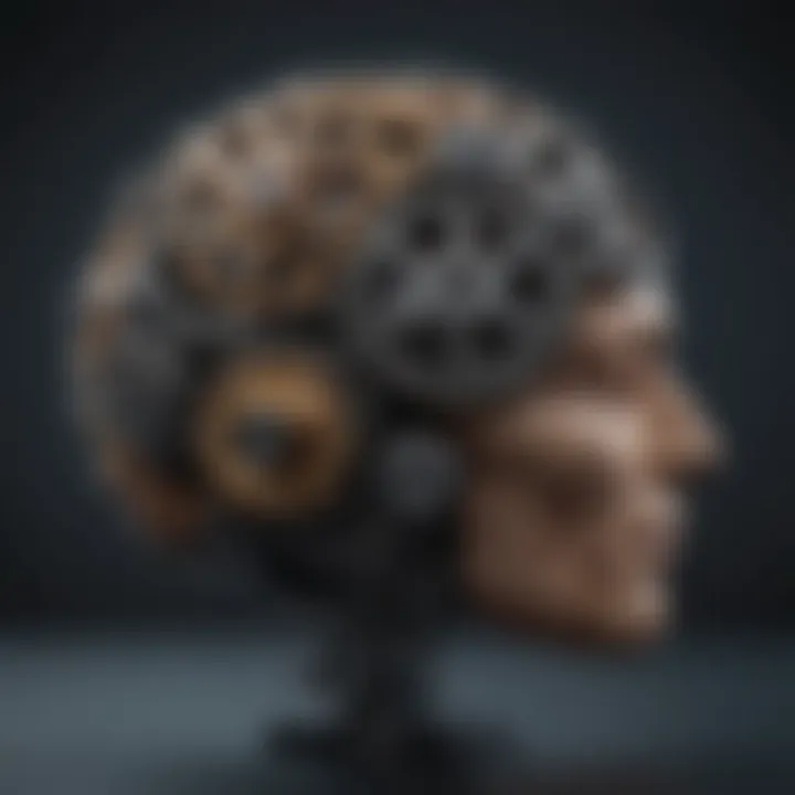 Visual depiction of a brain with gears symbolizing psychological aspects of weight loss