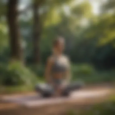 A person engaging in yoga in a peaceful setting