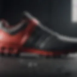 Detailed view of Adidas weight lifting shoes showcasing design and materials