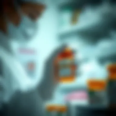 A pharmacist preparing a prescription of amoxicillin.