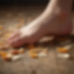 Close-up of dry foot peel product with natural ingredients