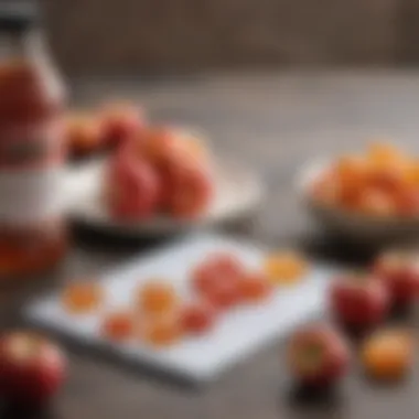 Incorporating Gummies into Health Routine A hand holding a bottle of apple cider vinegar gummies with a notepad and a pen