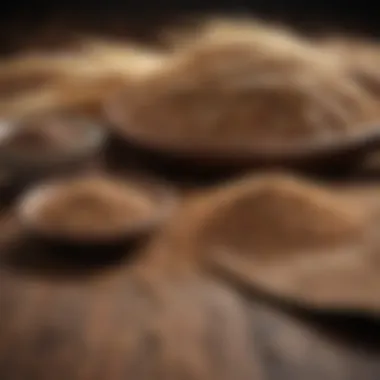 A selection of whole grains displayed beautifully on a wooden surface