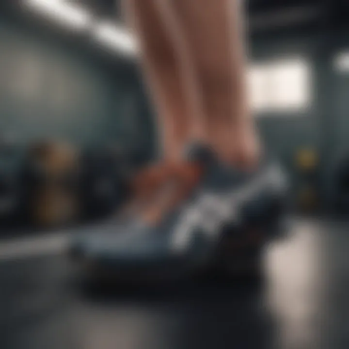 User testing ASICS lifting shoes during a weightlifting session