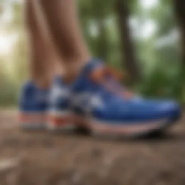 Asics Ortholite sneakers engaged in an outdoor running scenario demonstrating performance.