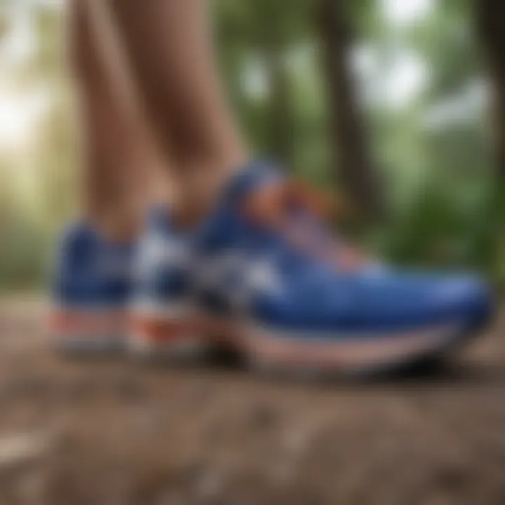 Asics Ortholite sneakers engaged in an outdoor running scenario demonstrating performance.