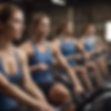 Diversity in Rowing Workouts Diverse group engaged in rowing as part of a workout routine