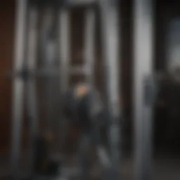 Detailed view of the assisted Smith machine showcasing its unique design