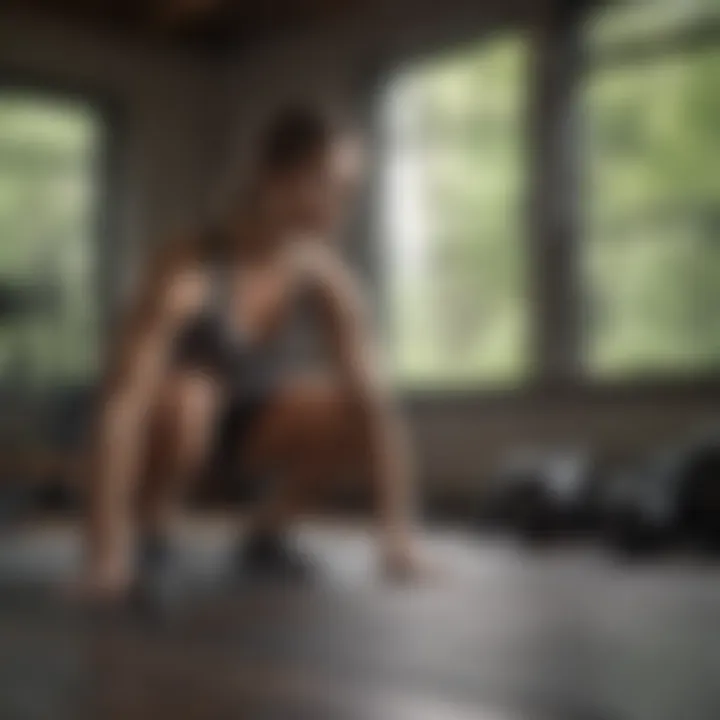 An individual performing bodyweight exercises