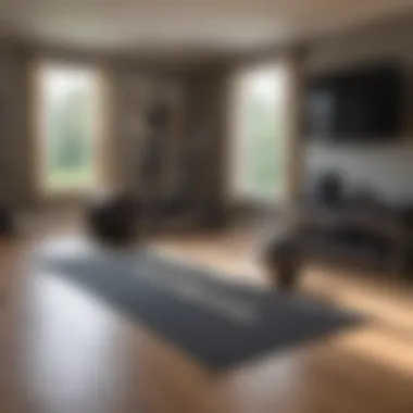 Optimized Home Workout Space for Resistance Training An organized home workout space with various equipment