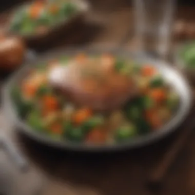 Balanced High Protein Meal A balanced plate showcasing a high protein meal with vegetables