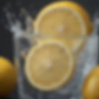 Fresh lemon slices in a glass of water