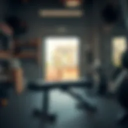 Adjustable workout bench in a home gym