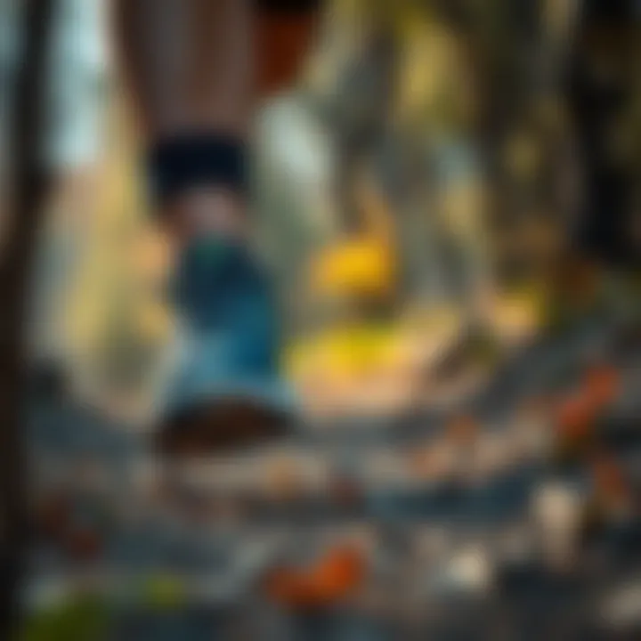 Hoka Shoes in Action on the Trail Runner wearing Hoka shoes on a trail