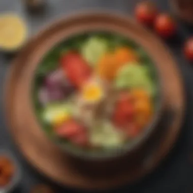Vibrant Keto Salad for Nutritious Lunch Colorful salad bowl featuring fresh vegetables and protein sources