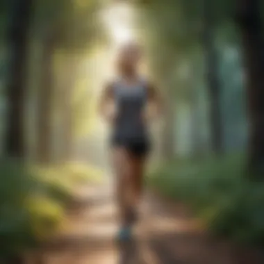 Person jogging in a scenic park