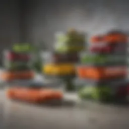 Stylish reusable food prep containers arranged aesthetically
