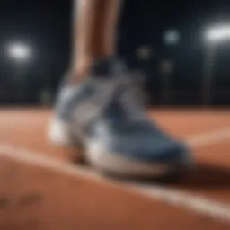 Close-up view of tennis shoe with arch support