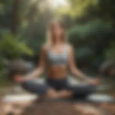 Exercise Regime to Reduce Water Retention A serene outdoor setting with someone practicing yoga for exercise