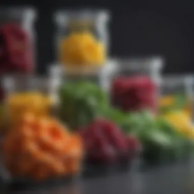 BPA-free glass containers filled with vibrant, fresh produce