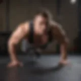An individual performing a modified push-up on a flat surface