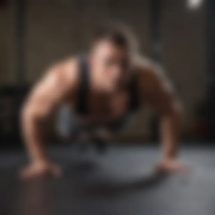 An individual performing a modified push-up on a flat surface