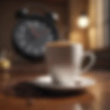 A clock signifying fasting hours with a coffee cup