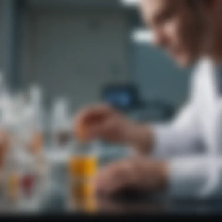 Laboratory technician analyzing urine sample