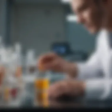 Analyzing Urine Samples in the Lab Laboratory technician analyzing urine sample