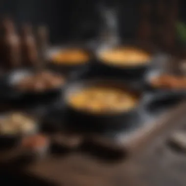 Diverse Cast Iron Cookware Collection A collection of cast iron pans showcasing different sizes and shapes