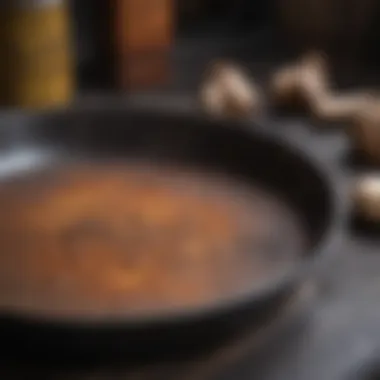 Close-up of rust forming on an unmaintained cast iron skillet