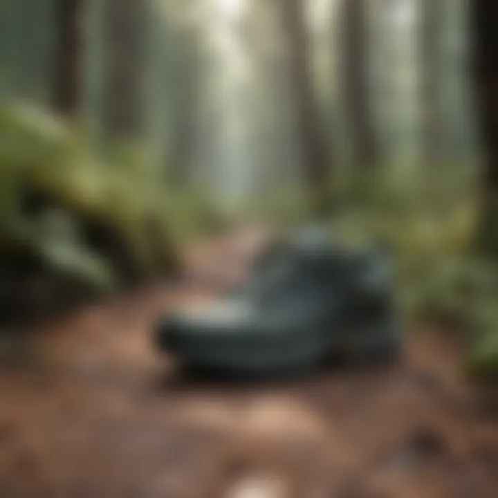 Comfortable walking shoes on a forest trail