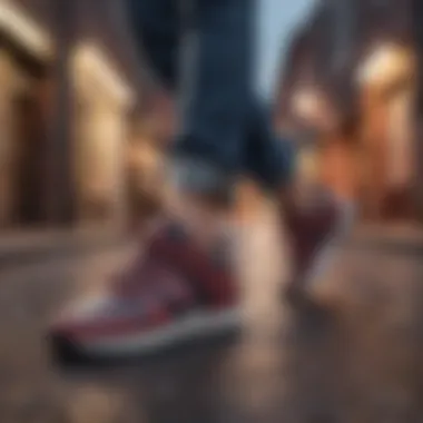 Walking shoes in an urban setting