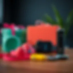 A selection of innovative fitness gadgets displayed creatively