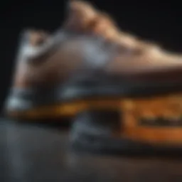 A close-up view of sneaker soles designed for traction and stability.