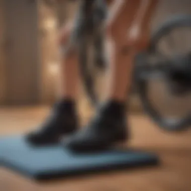 Footwear Selection for Peloton Peloton bike with selected footwear beside it
