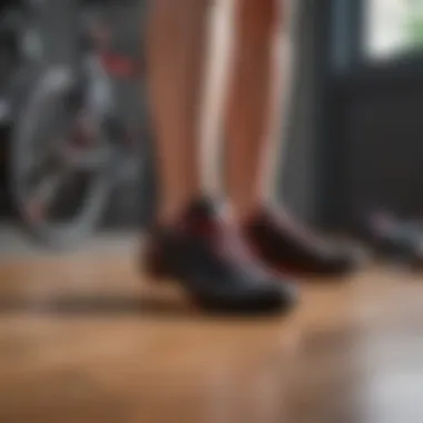 Adjusting Shoes for Comfort Person adjusting shoes before a Peloton workout
