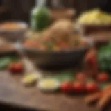 Healthy meal preparation with vibrant vegetables and grains