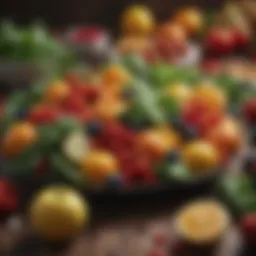 Colorful array of fresh fruits and vegetables