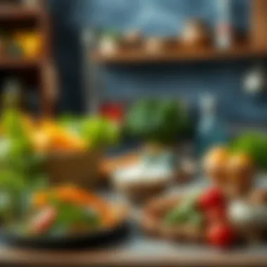 Balanced Nutrition for Optimal Health Colorful and nutritious meal preparation highlighting balanced nutrition