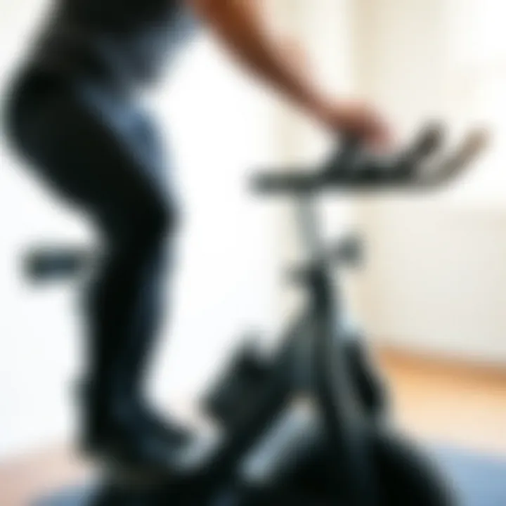 User adjusting settings on a spinner bike