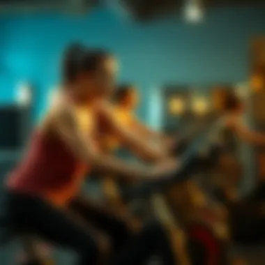 A focused individual using a spinner bike during a workout