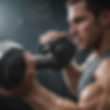 Close-up of a person executing a hammer curl with focused intensity