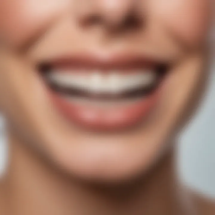 Close-up of teeth before and after using a bleaching kit demonstrating effectiveness.