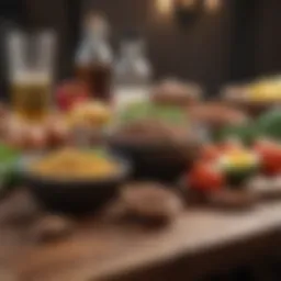 Freshly arranged keto-friendly ingredients on a wooden table