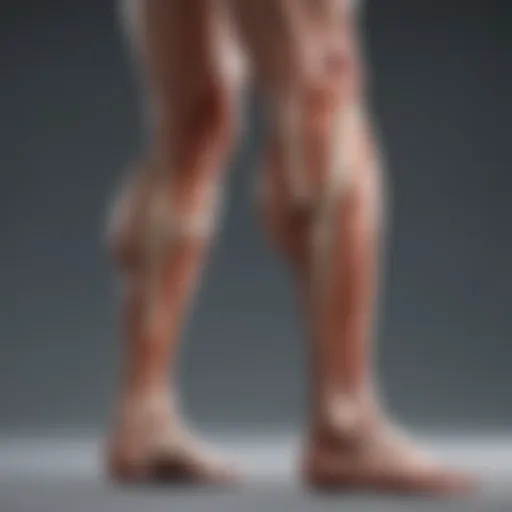 An illustration of calf muscle anatomy highlighting areas prone to cramps