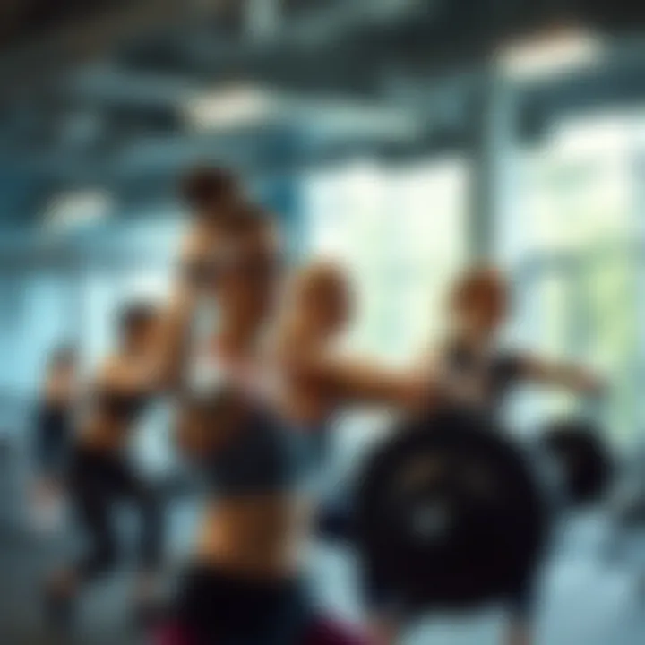 Dynamic workout scene showcasing strength training and cardio exercises