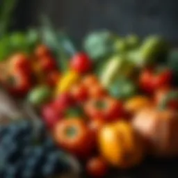 Colorful assortment of fresh vegetables and fruits representing a healthy diet